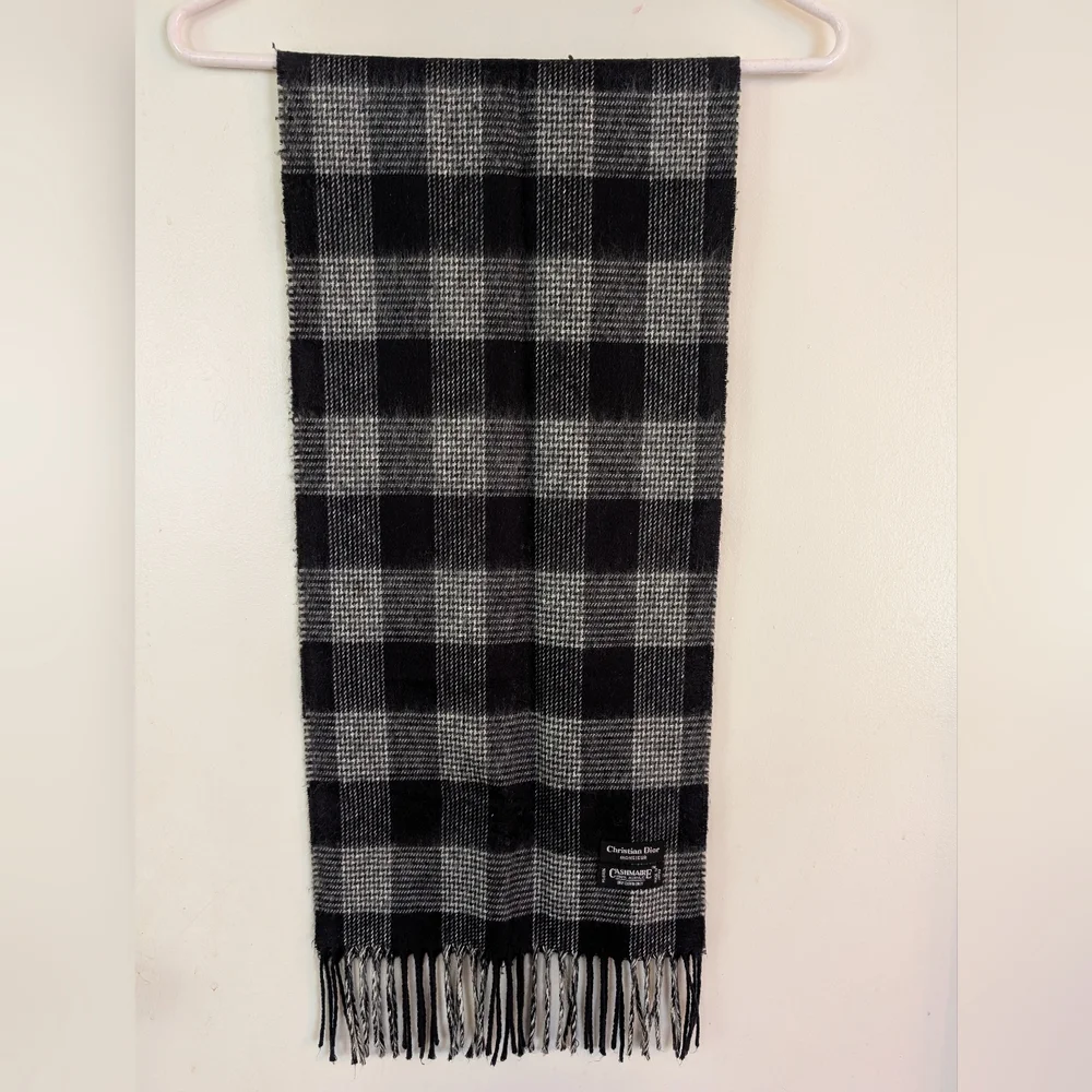 AUTHENTIC Christian Dior Monsieur Soft Cashmaire Plaid Scarf
